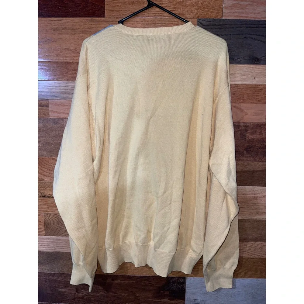 IZOD Mens Argyle V-Neck Sweater Yellow Brown Blue Cotton XXL 2X-Large NWT